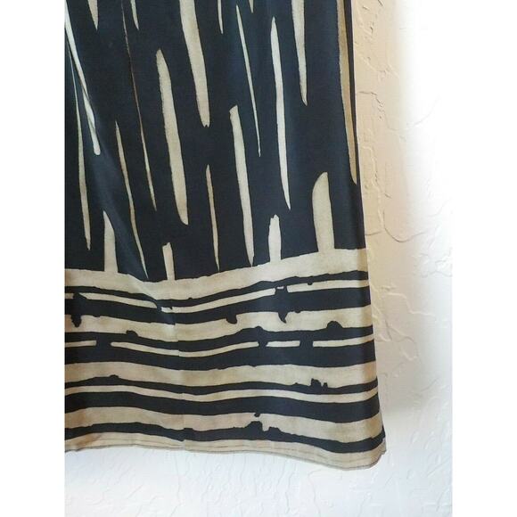 Cache Black Beige Maxi Wrap Skirt Women 8 Tribal Pattern Pencil Split Hem Zip Up - Picture 8 of 12